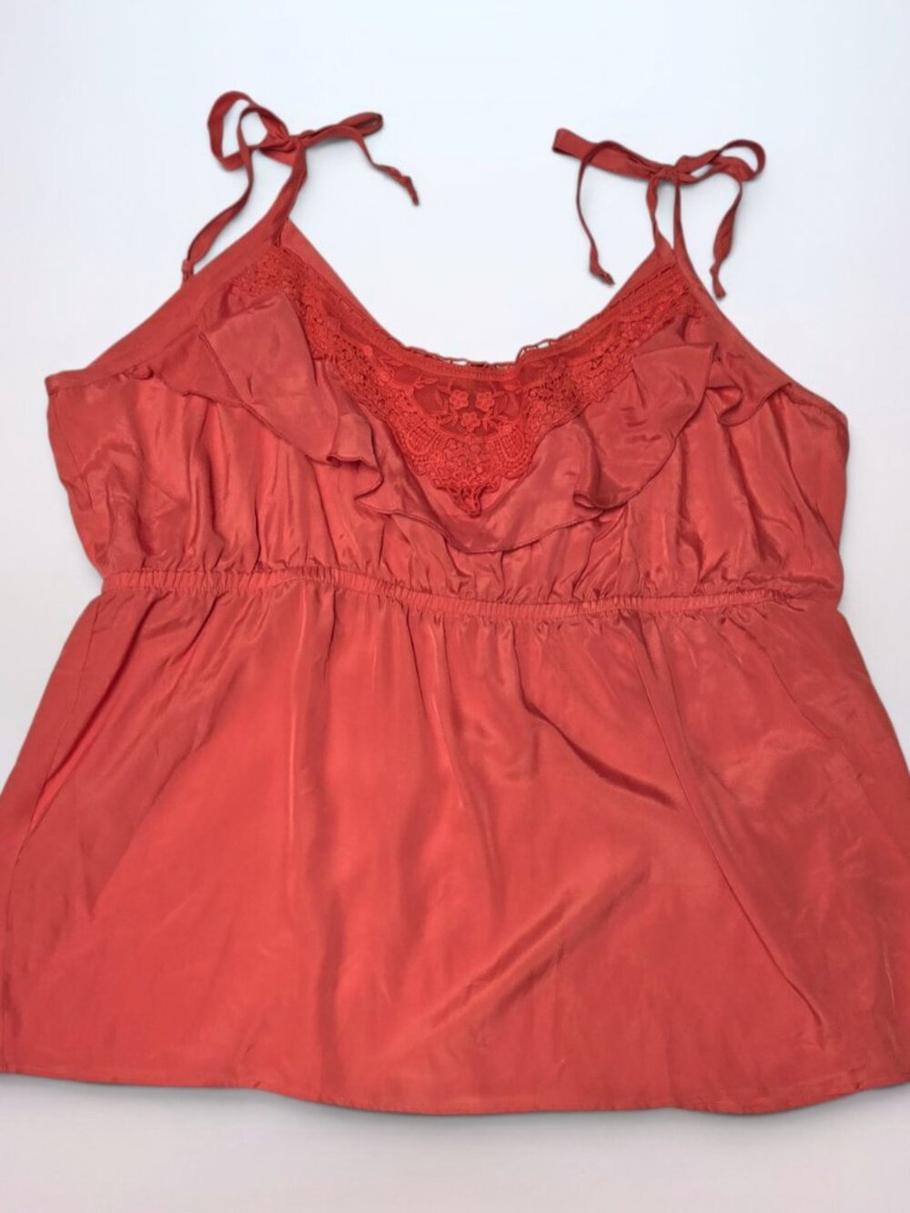 Torrid Babydoll Bow Lace Ruffle Coral Cami Tanktop (Size 5X)